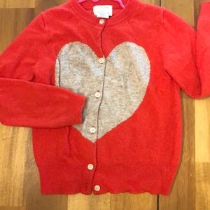 Coral Wool Blend Cardigan Gray Heart Sweater